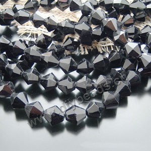 bead,glass,black,8mm faceted bicone,approximately 40ps/strand