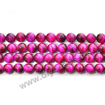 Bead, rose red tigereye beads (dyed), 6mm round AA grade. Sold per 16-inch strand