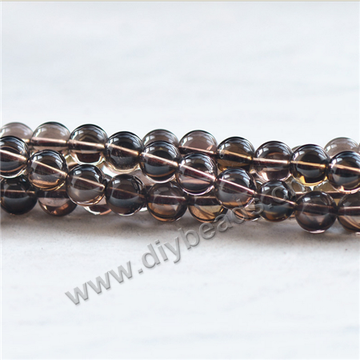 Bead, smoky quartz beads, smooth 12mm round. Sold per pkg of 10 strands