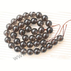 Bead, smoky quartz (heated/irradiated), 10mm round. Sold per 16-inch strand