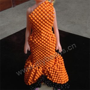 Yellow acylic beads princess dress ,beading doll skirt ,handmade ,30cm height gift mini order 2ps,cheap wholesale.