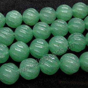 Bead,  green aventurine (natural), 12mm twisted round. Sold per 16-inch(40cm) strand