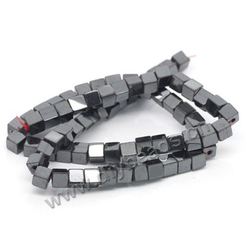 hematite Bead,balck,6x6mm,cube. Sold per 10strands