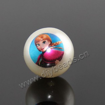Imitation pearl, acrylic pearl,white with printing,20mm round. Sold per pkg of 100pcs