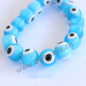 bead,Evil eye glass beads,lake blue,6mm round,Sold per pkg of 1strand