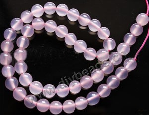 Bead, pink chalcedony (natural), 8mm round A grade, Mohs hardness 7. Sold per 15-inch strand