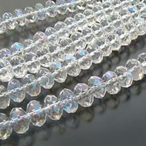bead,glass,clearAB ,9x12mm hand-faceted rondelle,72ps/strand,A grade