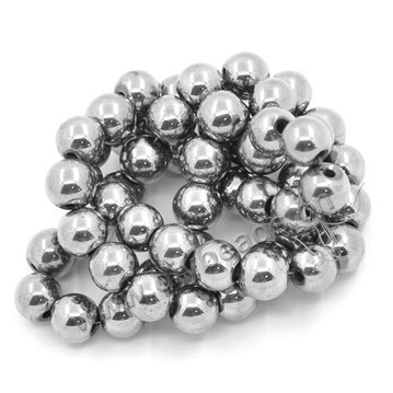 hematite Bead,silver plated,8mm round. Sold per 10strands
