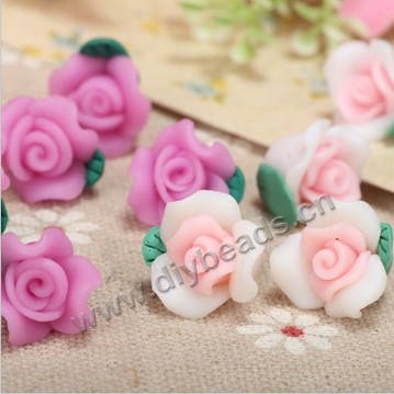 Bead, polymer clay,mixed color ,13x10mm flower. Sold per pkg of 5.