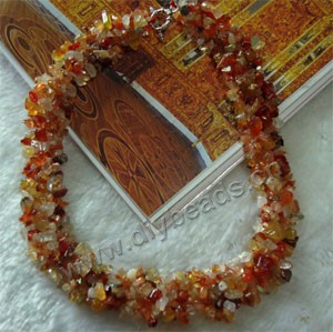 Necklace, multi-strand, red agate (natural), 5-9mm chips , 18-1/2 inches Sold individually.