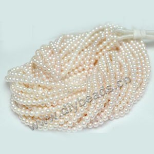 Pearl, cultured saltwater (bleached / enhanced), 6-6.5mm round, A grade, Mohs hardness 2-1/2 to 4. Sold per 16-inch strand.