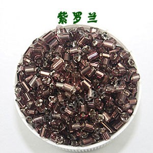 Bugle bead, glass,silver-lined,lavender ,#1(2x2mm) beads. Sold per pkg of 80 grams,approximately 4,500ps.