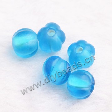 Bead, lampworked glass, pumpkin, frosted, lake blue, 8mm. Sold per pkg 1 bag-100 pieces. 