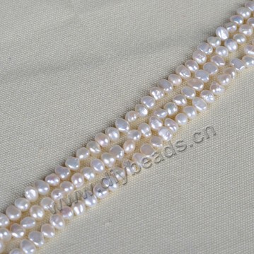 Pearl, cultured freshwater pearl, white,5.5-6mm potato, AAA grade. Sold per bag of one strand