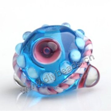 Bead,Japan lampworked glass,blue with bumpy dots, 16x16mm round.mini order 100pc 