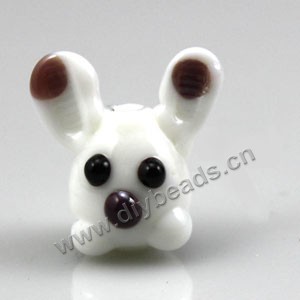 Beads ,lampworked glass ,21x19mm rabbit design with 2mm hole. mini order 10ps,factory price,free shipping