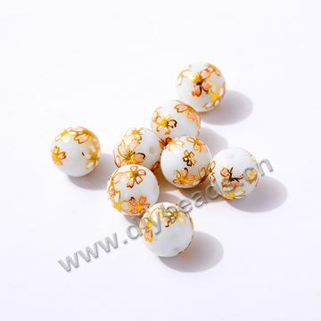 Wholesale 6mm 8mm 10mm 12mm Japanese style Flower Painted Crystal Glass Beads for jewelry making