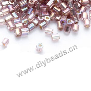 Bugle bead,taiwan, glass, silver-lined and rainbow light ,lime purple,#1(2x2mm) hex beads. Sold per pkg of 500 grams,approximately 40,000ps 