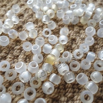 Bead,white chalcedony,8x6mm round, Sold per pkg of 50pcs
