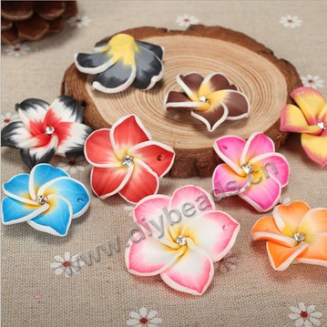 Bead, polymer clay,mixed color,30x10mm flower. Sold per pkg of 5.