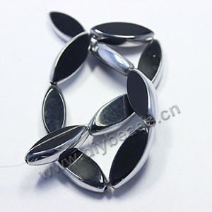 Bead, copper-plated glass, black, 30x12mm flat oval. Sold per pkg of ten 13-inch strand.