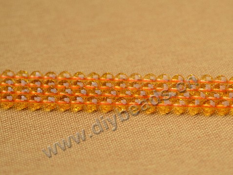 Bead, Citrine (Dyed), 6mm facted round, Sold per 16-inch strand