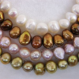 Pearl, cultured freshwater (dyed),mixed colors,8-9mm rice. Sold per pkg of(4) 15.5-inch(39cm) strand
