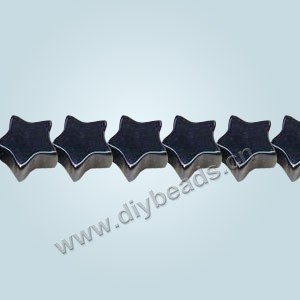Bead, black agate (dyed), 6x6x4mm flat star. Sold per 16-inch strand.