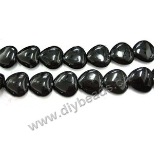 Bead, black agate (dyed),18mm puffed heart. Sold per 16-inch strand.