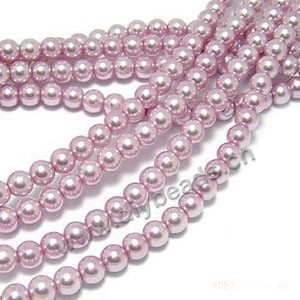 Bead, glass pearl, lilac, 4mm round. Sold per pkg of two 16-inch strands.