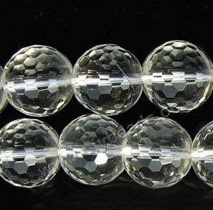 Bead, clear quartz crystal (natural), 16mm 128faceted round. Sold per 15-inch strand