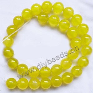 Bead, yellow agate (dyed), 12mm round. Sold per 15-inch strand