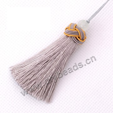 Tassel,nylon tassel,with loop tassel, silver, braided cap with beads,7cm length,sold per pkg of 10pcs