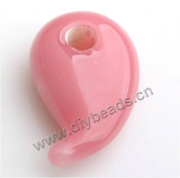 Bead,lampworked glass,pink yin-yang. 10*19mm. Sold per pkg of 5.