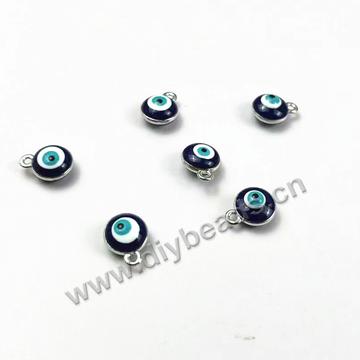 Amazon fashion jewelry single ring pendant european style 8mm blue turkey evil eyes beads alloy charm