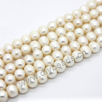 Pearl,10-11 mm nearly circular and flawless natural freshwater pearl,AAAgrand.Sold pkg of 1 strands