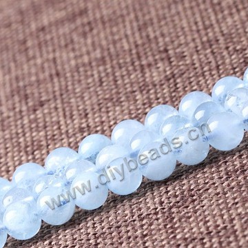 Bead, Aquamarine (natural), blue, 8mm round. Sold per 2 strands per pck