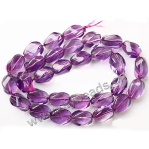 Bead, amethyst (imitation), 13x8mm  twisted oval. Sold per 15-inch strand,approximately  30ps.