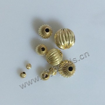 Bead,copper,14k gold filled,Striped beads,4mm with 1.2mm hole,Sold per pkg of 10 pieces.