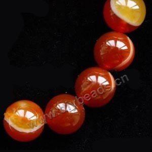 Bead, striped red agate (dyed), 16mm round. Sold per 16-inch strand.