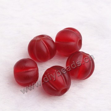 Bead, lampworked glass, pumpkin, frosted, dark red, 8mm. Sold per pkg 1 bag-100 pieces. 