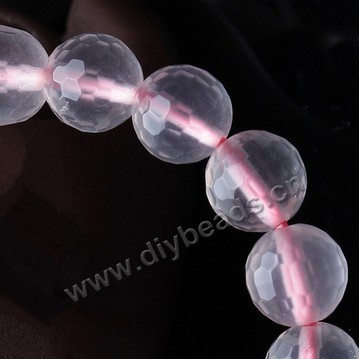 Bead, rose quartz (natural), 6mm 64faceted round, B grade, Mohs hardness 7. Sold per 15-inch strand