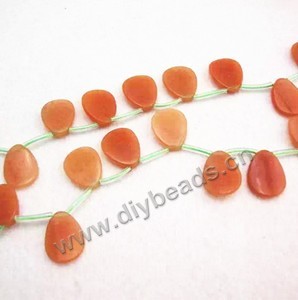 Bead, red aventurine (natural),14x18mm leaf. Sold per 15-inch strand