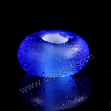 beads,glass,frosted large hole beads green blue, 8x4mm. Sold per pkg of 100ps