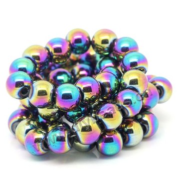 hematite Bead,colorful(plated), 8mm round. Sold per 5strands