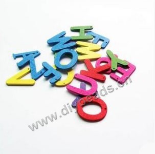 Focal mix, wood, mixed colors, 20mm Alphabet. Sold per pkg of 200.