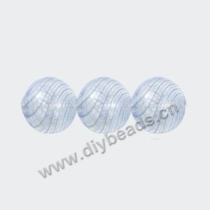 Bead, hand-blown glass,clear/blue, 13mm hollow round. Sold per pkg of 10