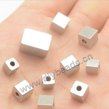 Wholesale through hole block 6mm stainless steel square beads 