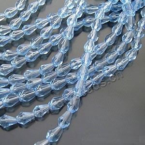 bead,glass,blue,9x6mm half-hand faceted teardrop,approximately 40ps/strand
