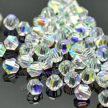 beads,glass clear AB,facted bicone beads,4.5x4.5mm,sold per package of 5strands